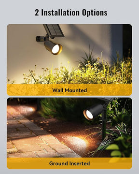 2pk Solar Outdoor Spotlights – 3 Lighting Modes, Waterproof Garden Lights