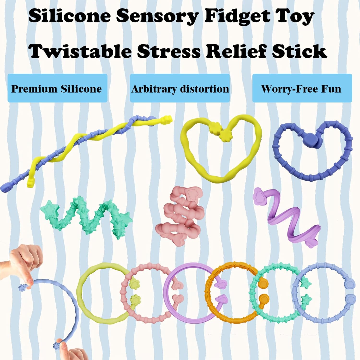 6pk Textured Sensory Fidget Sticks – Calming Stress Relief Toys