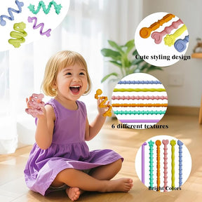6pk Textured Sensory Fidget Sticks – Calming Stress Relief Toys
