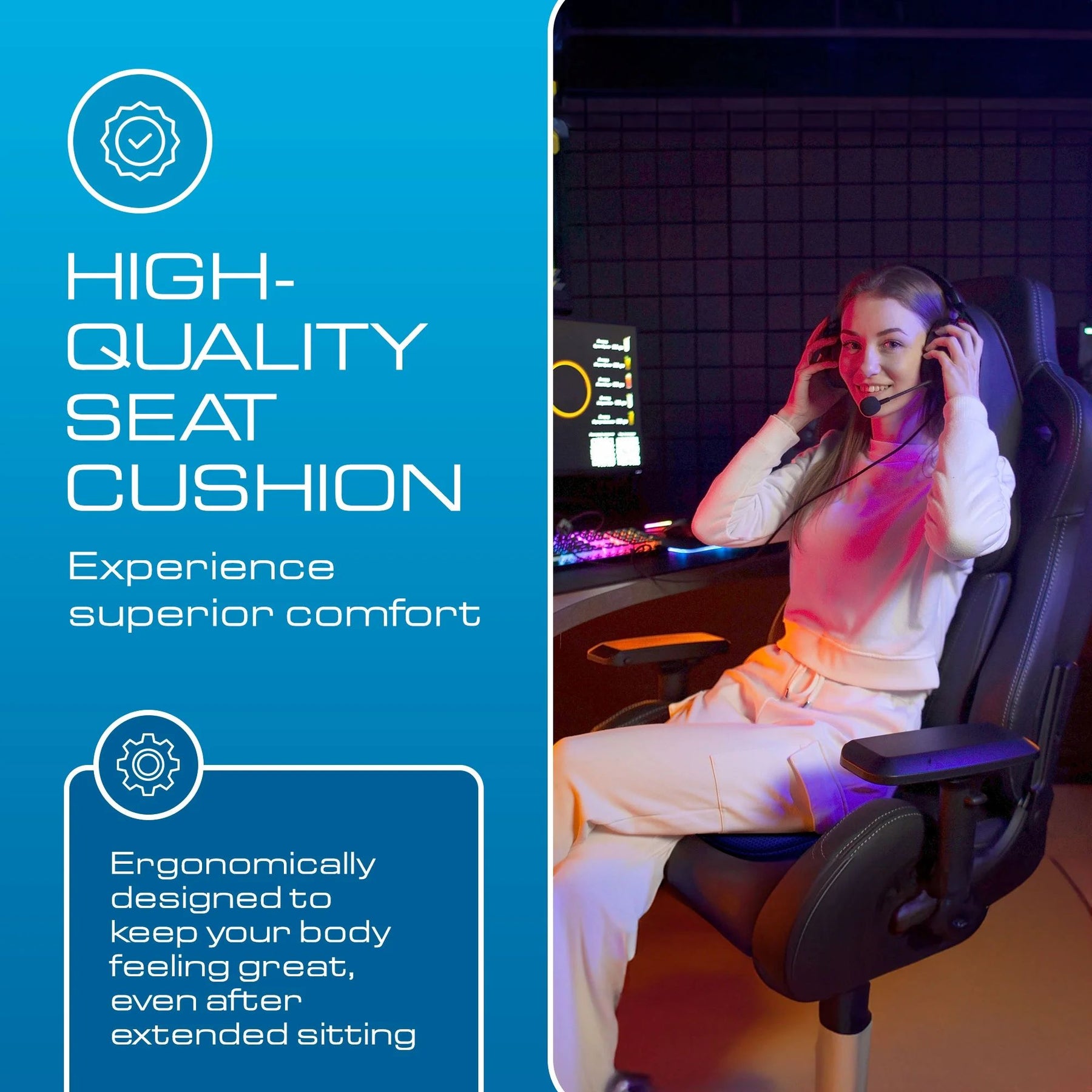 Ergonomic Memory Foam Seat Cushion for Office, Car - Cooling 3D Mesh Cover