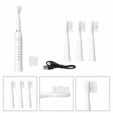 Electric Toothbrush with 4 Replacement Heads, 6 Cleaning Modes & Timer