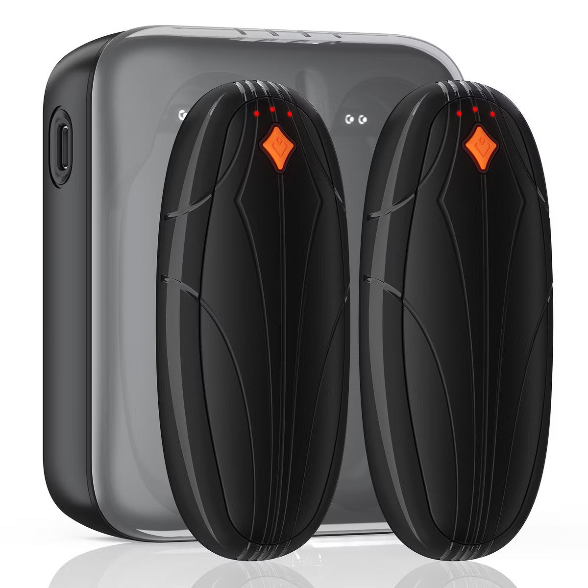 2pk Rechargeable Hand Warmers with Charging Case – 3 Heat Settings, Wireless Charging