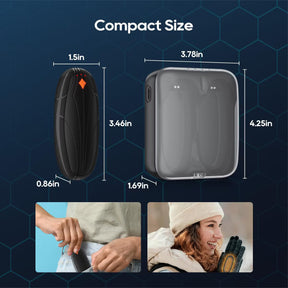 2pk Rechargeable Hand Warmers with Charging Case – 3 Heat Settings, Wireless Charging