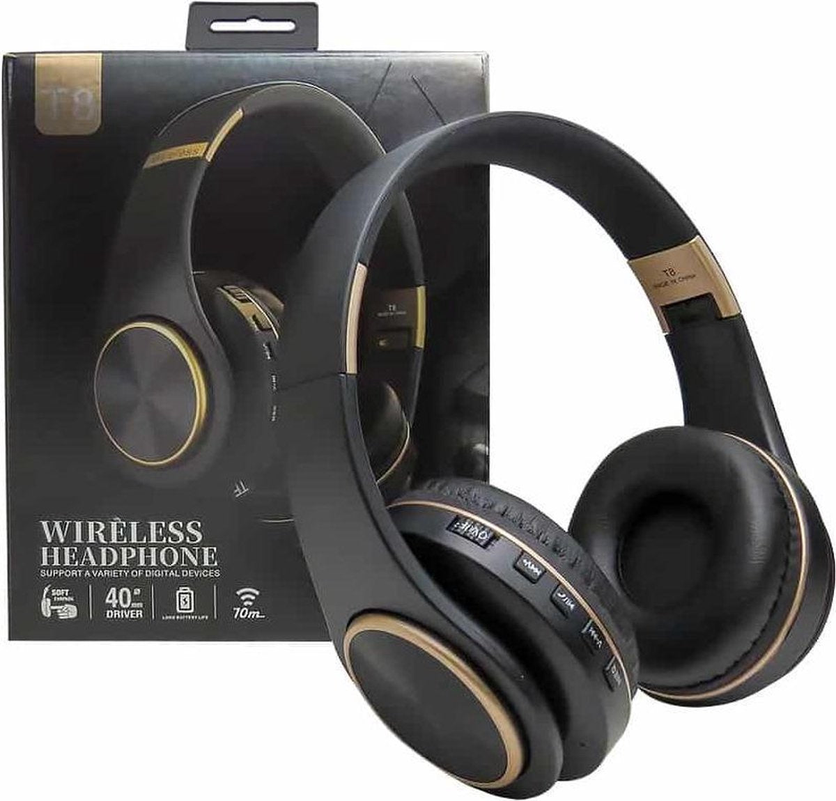 Wireless Bluetooth 5.1 Headset with Subwoofer – Foldable Stereo Headphones with Mic, Touch Control & Wired Mode