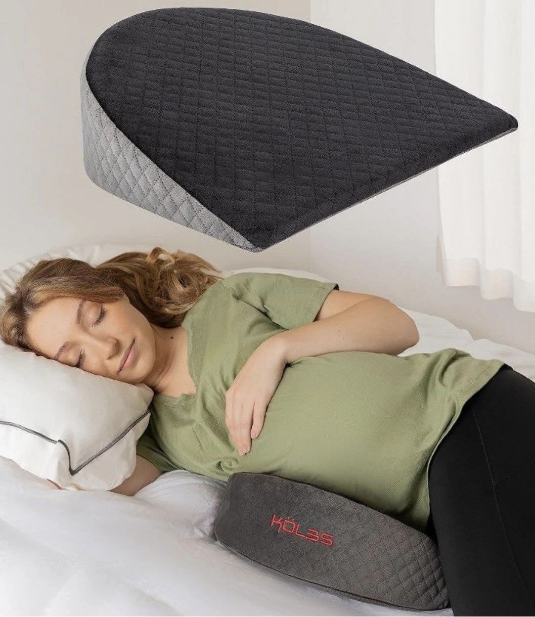 Kolbs 4″ Memory Foam Pregnancy Wedge Pillow – Maternity Support Pillow