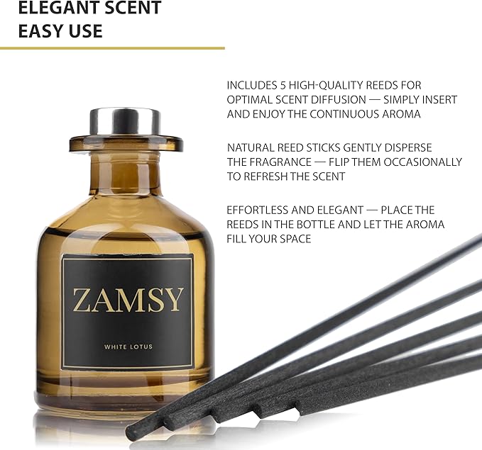 Lotus Reed Diffuser –  3.38oz Aromatherapy Oil with Fiber Reed Sticks