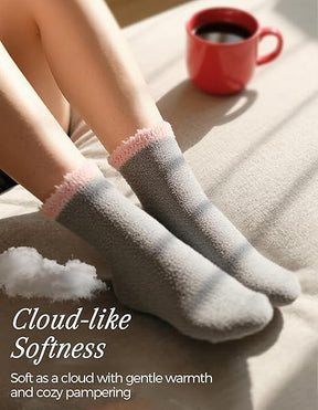 6pk Fluffy Fuzzy Slipper Socks for Women – Warm Cozy Plush Sleep Socks