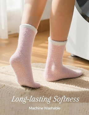 6pk Fluffy Fuzzy Slipper Socks for Women – Warm Cozy Plush Sleep Socks