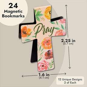 24pk Christian Cross Magnetic Bookmarks – Inspirational Religious Bookmarks