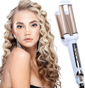 3 Barrel Curling Iron Hair Waver – Ceramic Crimper Iron with Adjustable Heat