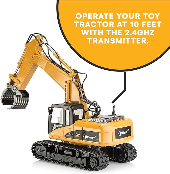RC Excavator Toy – Full Functional Remote Control Construction Vehicle with Metal Shovel