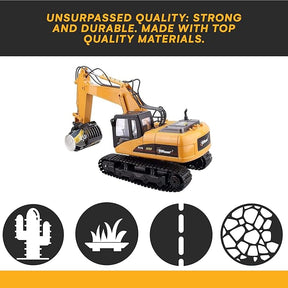 RC Excavator Toy – Full Functional Remote Control Construction Vehicle with Metal Shovel