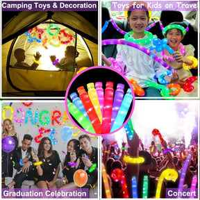 3pk Light Up Pop Tubes – LED Sensory Fidget Tubes – Stretchable Glow Party Toys