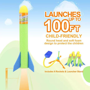 Jump Rocket Launcher Toy – Stomp Powered Rocket Set with 6 Foam Rockets