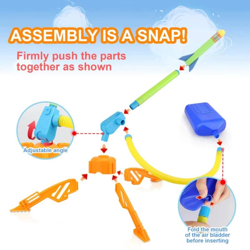 Jump Rocket Launcher Toy – Stomp Powered Rocket Set with 6 Foam Rockets