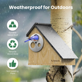 Adjustable Birdhouse with Rotating Entrance – Wooden Outdoor Nest Box with Easy Clean Side Door