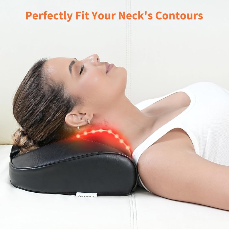 Rechargeable Neck & Back Massager with Heat – Cordless Deep Tissue Shiatsu Massage Pillow