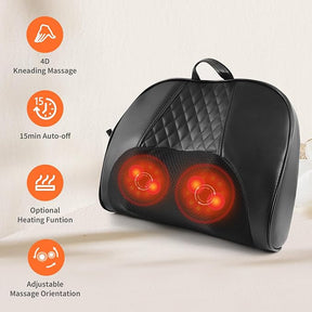 Rechargeable Neck & Back Massager with Heat – Cordless Deep Tissue Shiatsu Massage Pillow