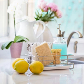 Kitchen Sink Caddy Organizer – Sponge & Soap Holder with Drip Tray