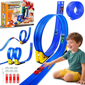 15ft Flexible Race Track Toy Set – Bendable Ramp Track with 4 Diecast Cars