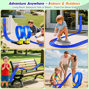 15ft Flexible Race Track Toy Set – Bendable Ramp Track with 4 Diecast Cars