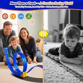 15ft Flexible Race Track Toy Set – Bendable Ramp Track with 4 Diecast Cars