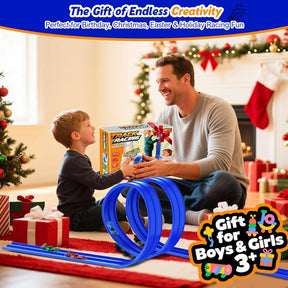15ft Flexible Race Track Toy Set – Bendable Ramp Track with 4 Diecast Cars