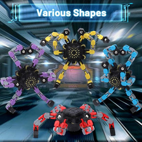 10pk Transformable Fidget Spinner Toy – Robot Chain Spinner Desk Toy