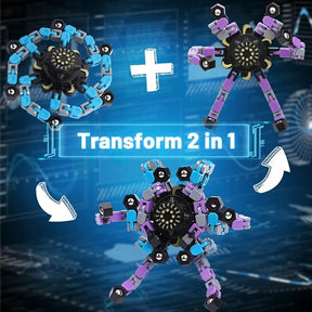10pk Transformable Fidget Spinner Toy – Robot Chain Spinner Desk Toy