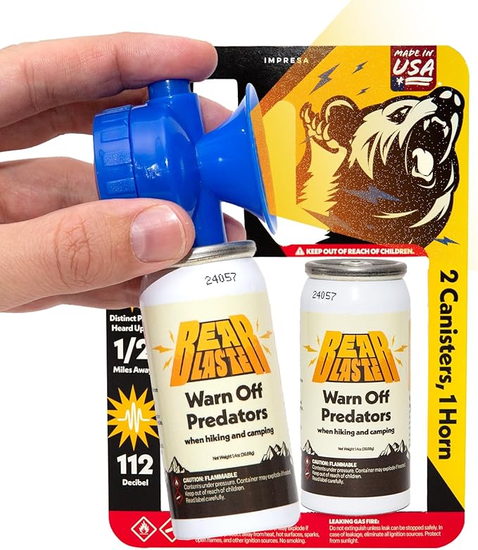 2pk Bear Horn Blaster for Hiking – Loud 112dB Air Horn Bear Deterrent with 1/2 Mile Range
