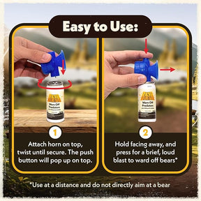 2pk Bear Horn Blaster for Hiking – Loud 112dB Air Horn Bear Deterrent with 1/2 Mile Range