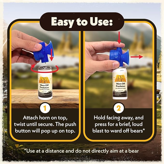 2pk Bear Horn Blaster for Hiking – Loud 112dB Air Horn Bear Deterrent with 1/2 Mile Range