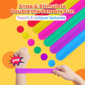 6pk Textured Slap Bracelets – Sensory Wristbands for Anxiety Relief
