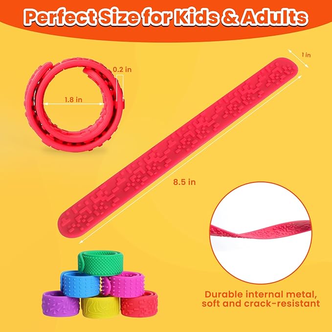 6pk Textured Slap Bracelets – Sensory Wristbands for Anxiety Relief