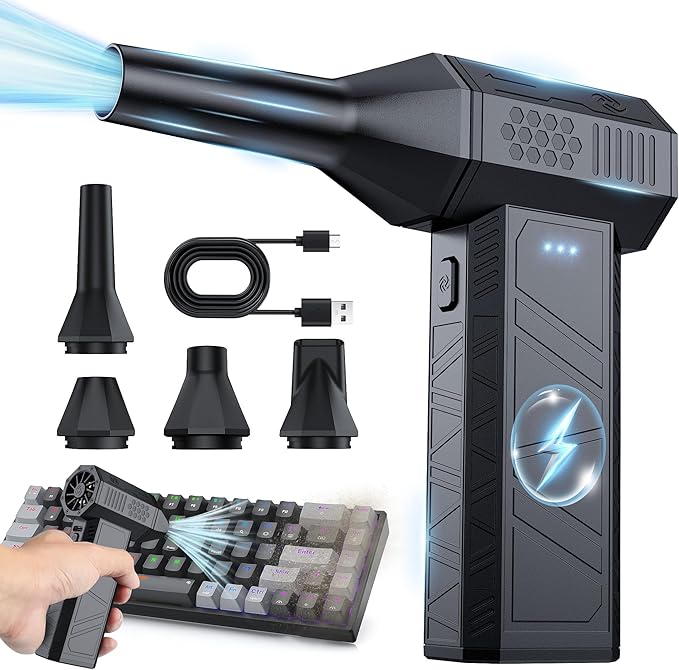 Cordless Compressed Air Duster with Brushless Motor, Rechargeable 3-Speed Air Blower