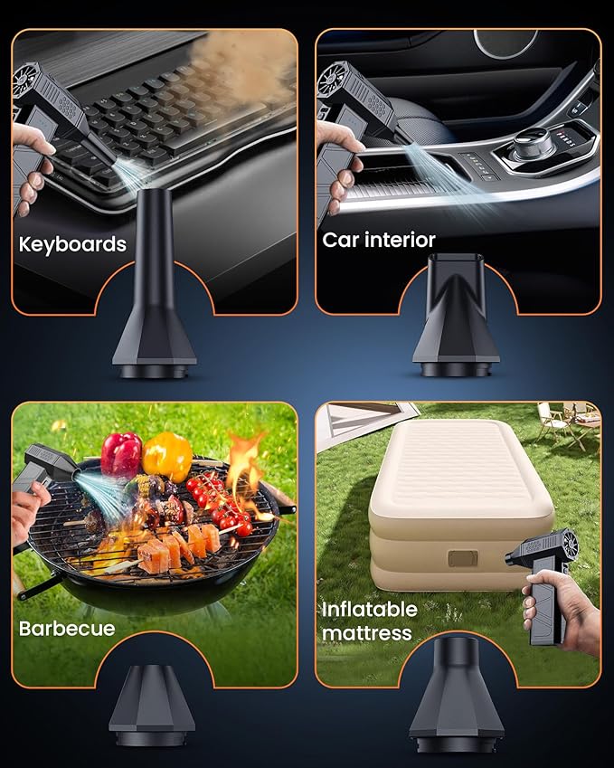 Cordless Compressed Air Duster with Brushless Motor, Rechargeable 3-Speed Air Blower