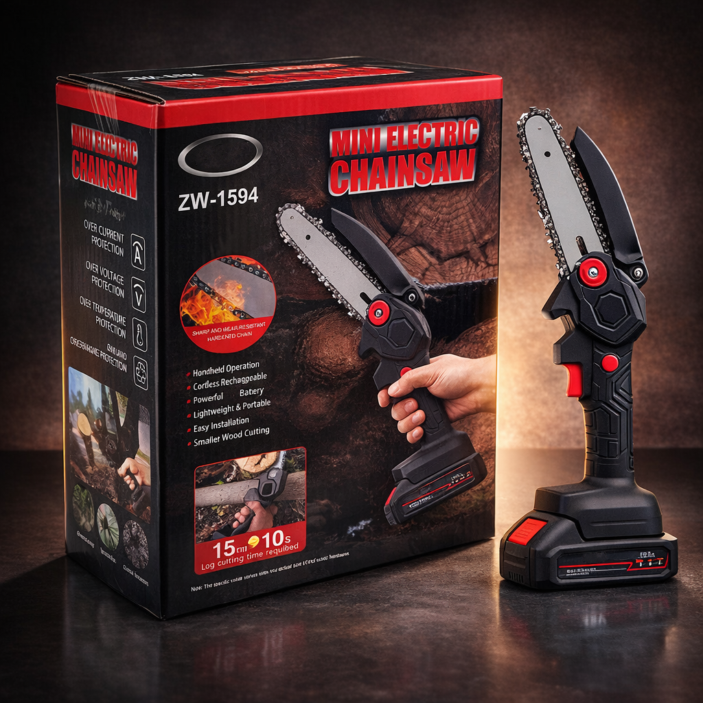 21V Cordless Mini Chainsaw – 6" Portable Handheld Electric Pruning Saw