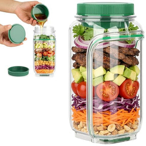 34 OZ Side-Opening Salad Mason Jar for Meal Prep