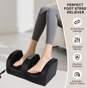 Professional Shiatsu Foot and Calf Massager with Heat – 3 Intensity Levels - Black or Gray