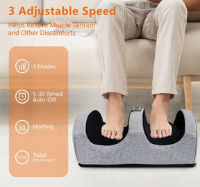 Professional Shiatsu Foot and Calf Massager with Heat – 3 Intensity Levels - Black or Gray