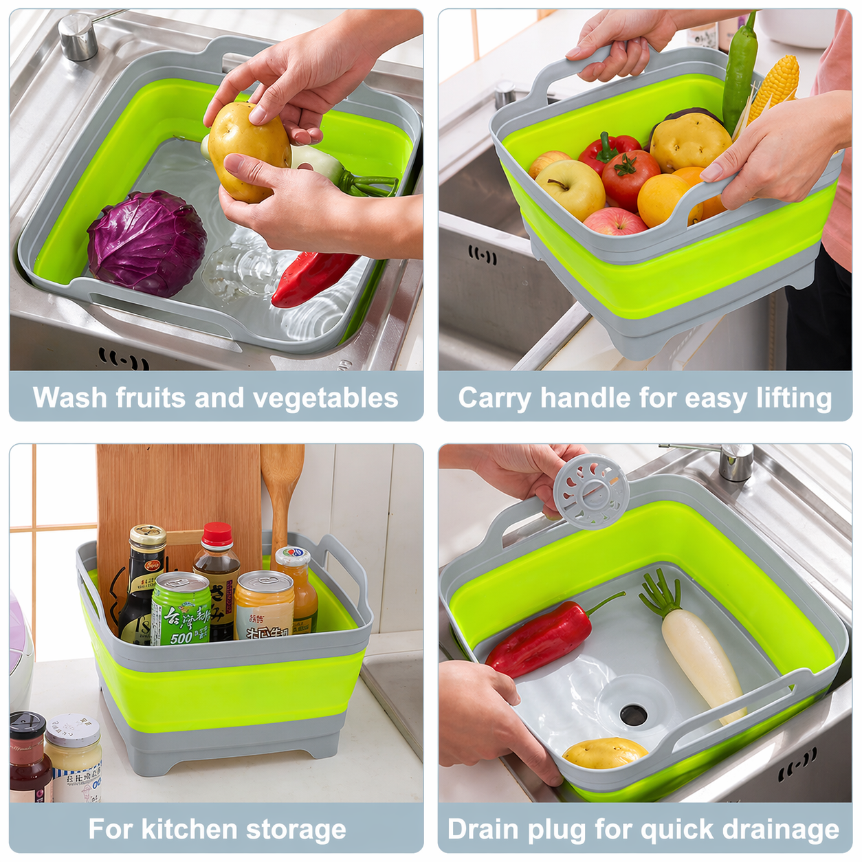 2.5-Gallon Collapsible Camping Sink with Drain Plug and Carry Handles