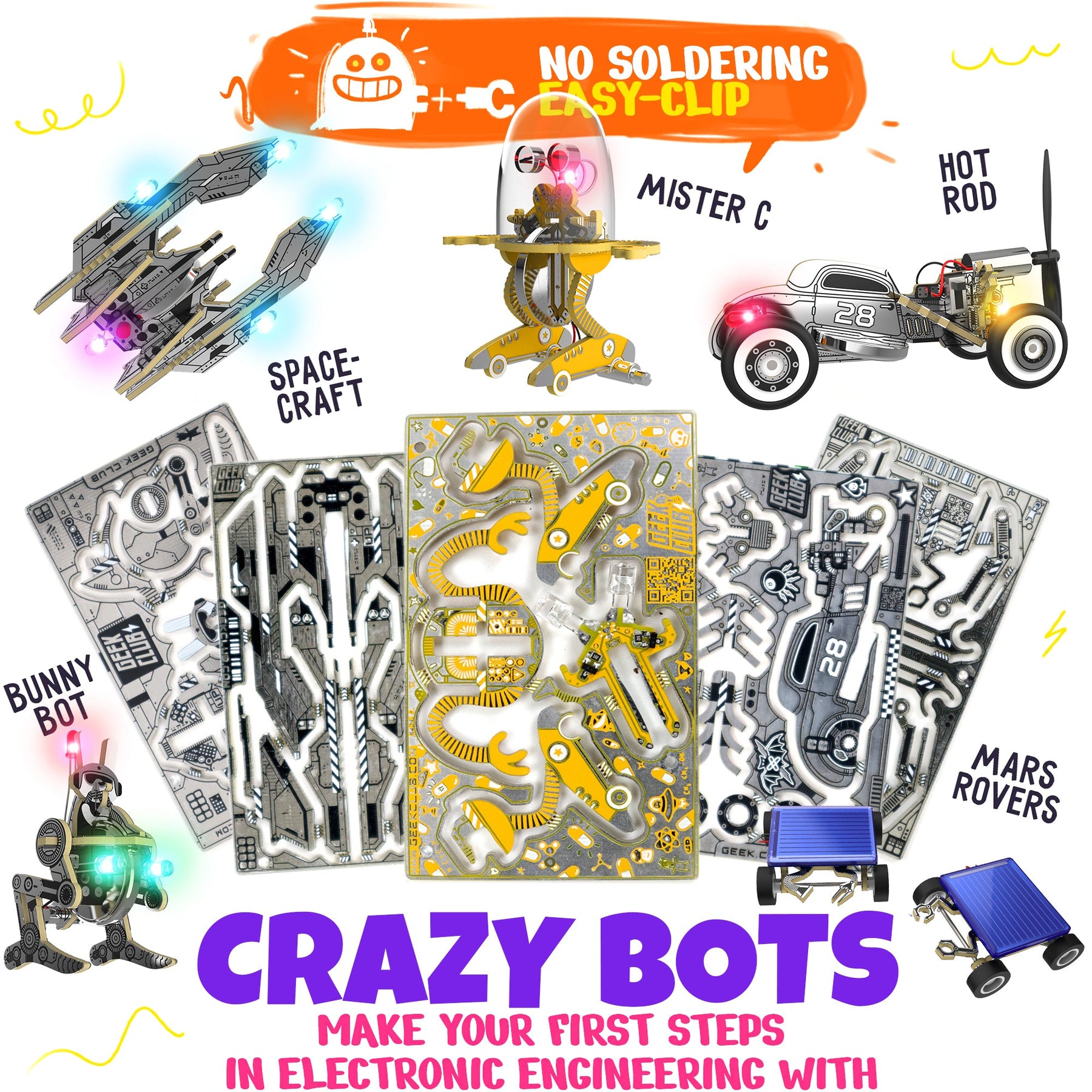 FIVE SKILLS CRAZY BOTS: 5-in-1 DIY STEM Robotics Kit with 5 Bonus Batteries