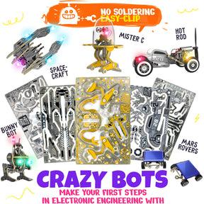 FIVE SKILLS CRAZY BOTS: 5-in-1 DIY STEM Robotics Kit with 5 Bonus Batteries