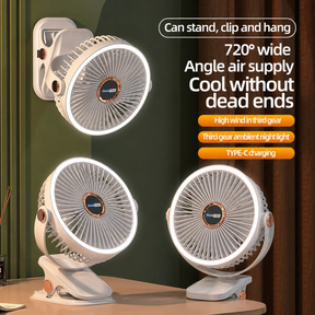 GeekTek Clip-N-Cool Rechargeable Clip Fan with 360° Rotation – White