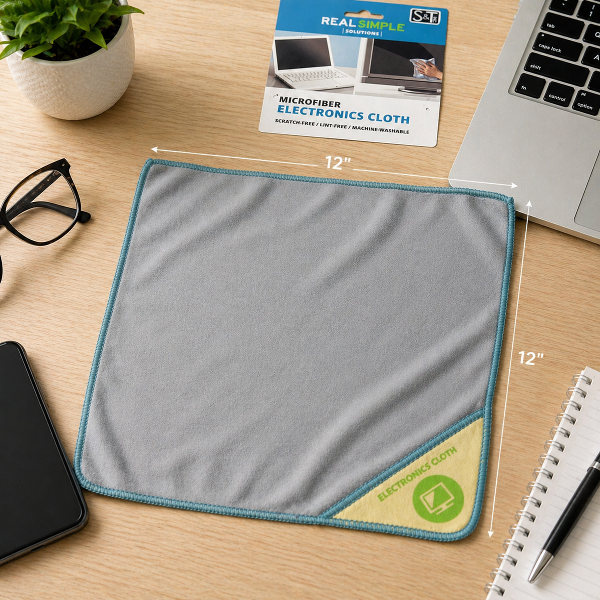 Real Simple Microfiber Electronics Cleaning Cloth – 12" x 12" Reusable Screen & Lens Cloth