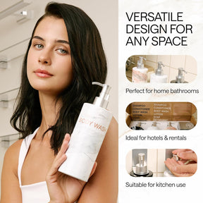 Luxury 3-Chamber Wall Mounted Shower Dispenser Set – No-Drill Marble Design