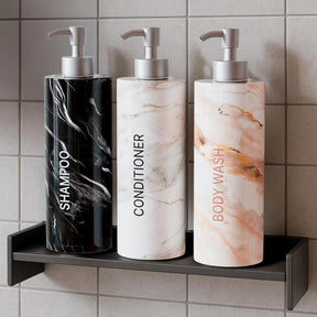 Luxury 3-Chamber Wall Mounted Shower Dispenser Set – No-Drill Marble Design