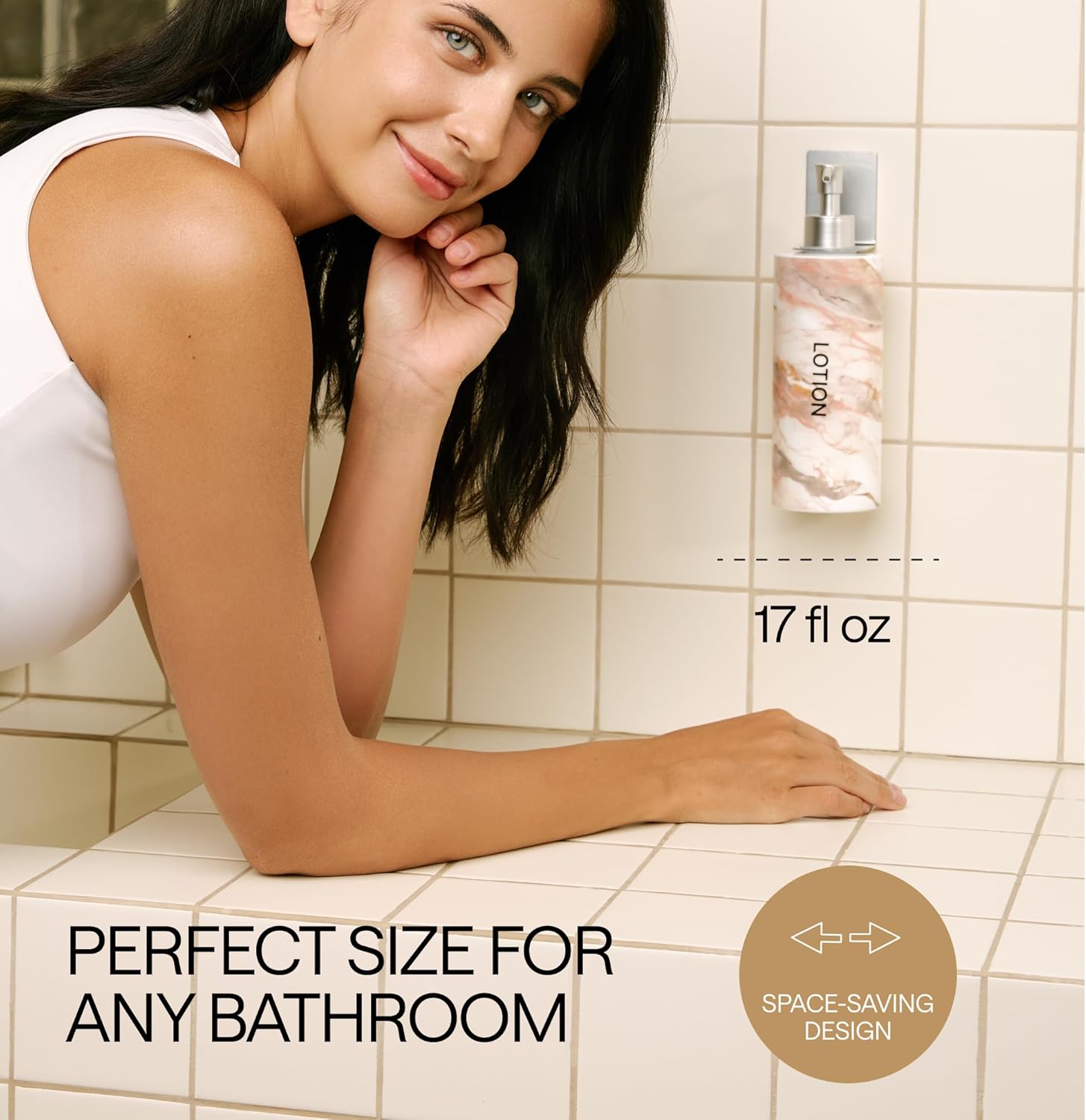 Luxury 3-Chamber Wall Mounted Shower Dispenser Set – No-Drill Marble Design