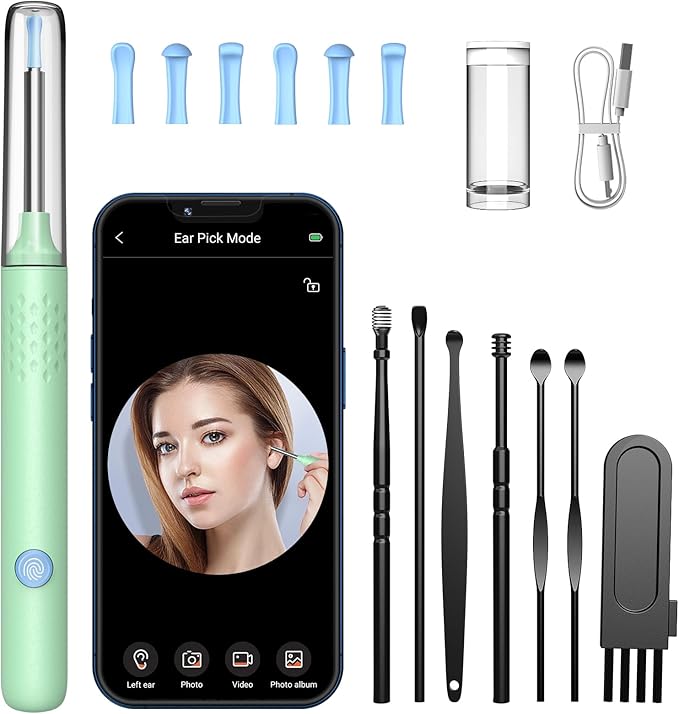 1080P Wireless Ear Wax Removal Tool with HD Camera, LED Lights & 7-Piece Accessory Kit