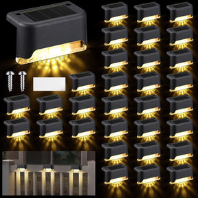 32-Pack Solar Powered Outdoor LED Deck & Step Lights – Waterproof Warm White